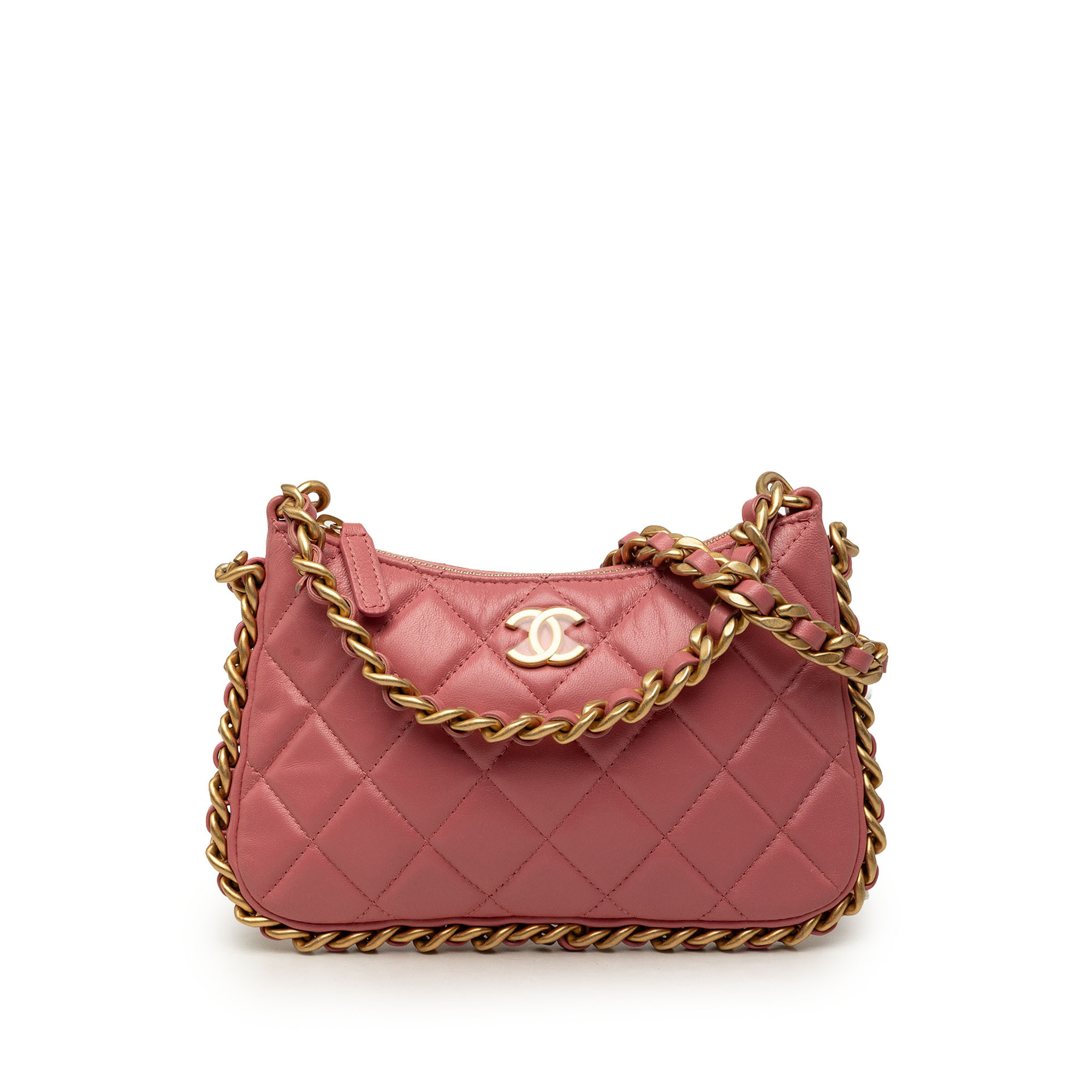 Pre-Loved Chanel Cc Quilted Lambskin Trendy Chain Around Hobo
